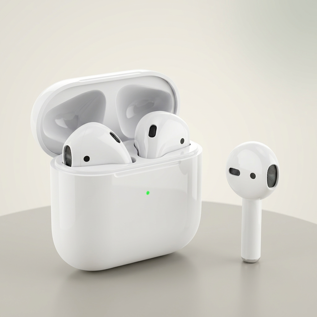 Pro4 earbuds with a warm neutral background and soft studio lighting